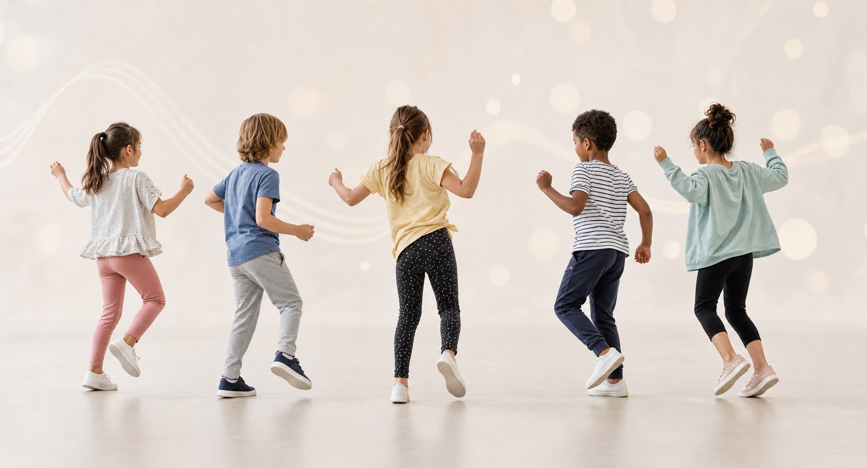 Kinder tanzen gemeinsam im Kreis